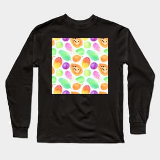 Bright watercolor tropical fruit pattern Long Sleeve T-Shirt